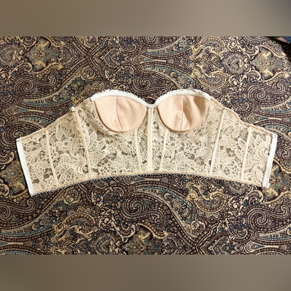 Boho lace corset, one of a kind, zipper back, size Medium - Picture 4 of 6